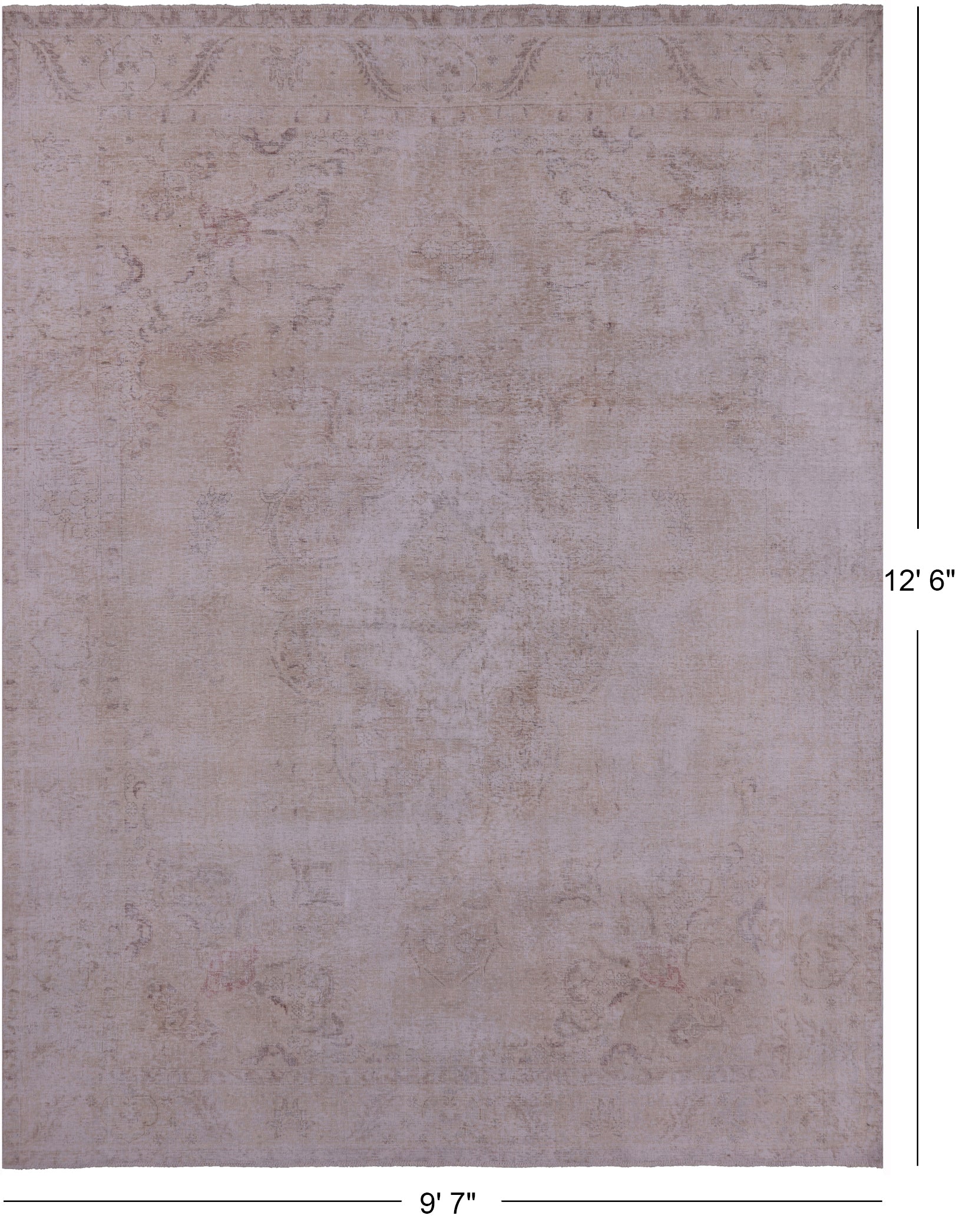 Ivory Persian Vintage White Wash Hand Knotted Wool Rug - 9' 7" X 12' 6" - Golden Nile