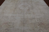 SUPER SALE Ivory Persian Vintage White Wash Hand Knotted Wool Rug - 9' 7" X 12' 6"