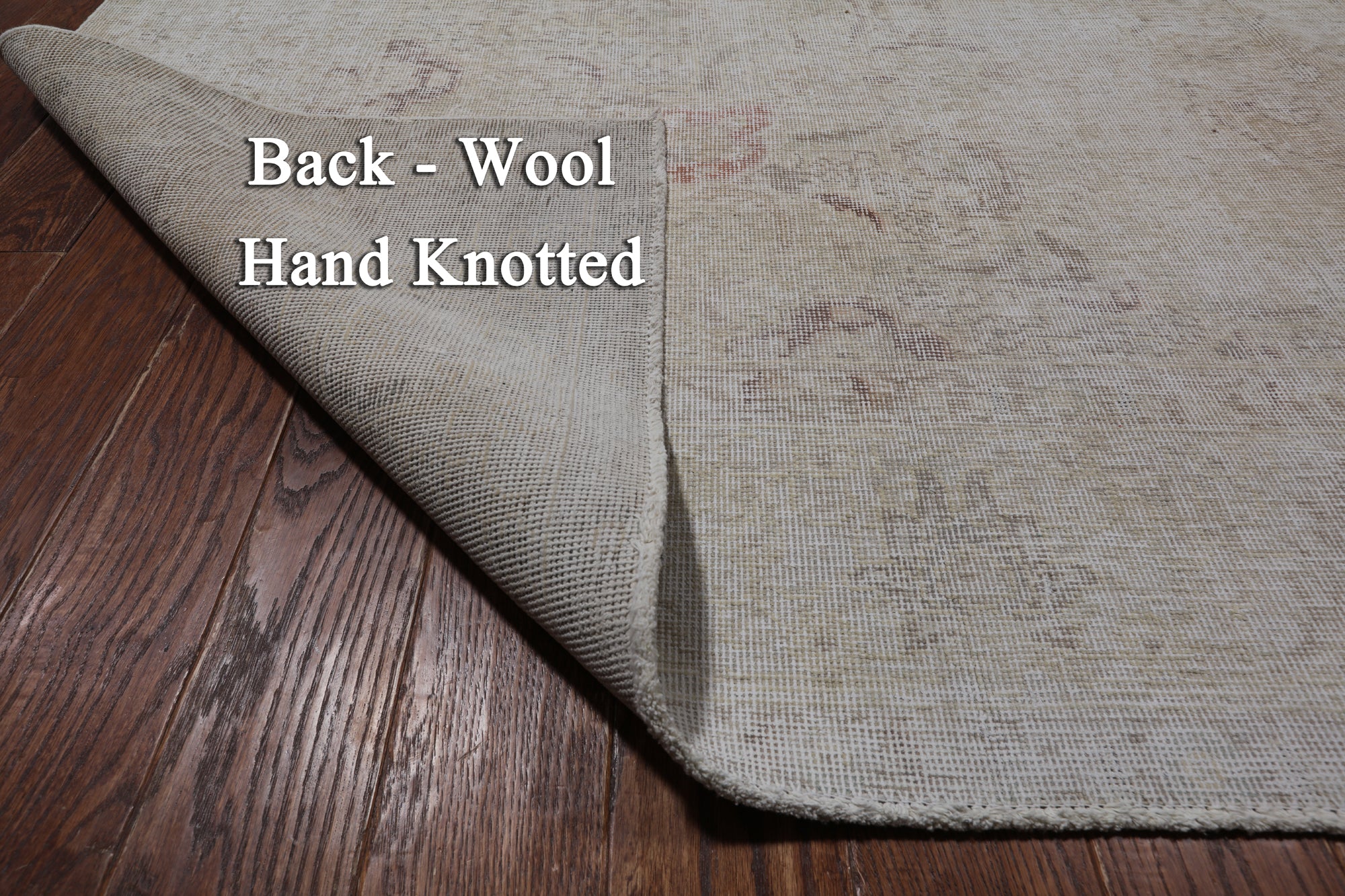 SUPER SALE Ivory Persian Vintage White Wash Hand Knotted Wool Rug - 9' 7" X 12' 6"