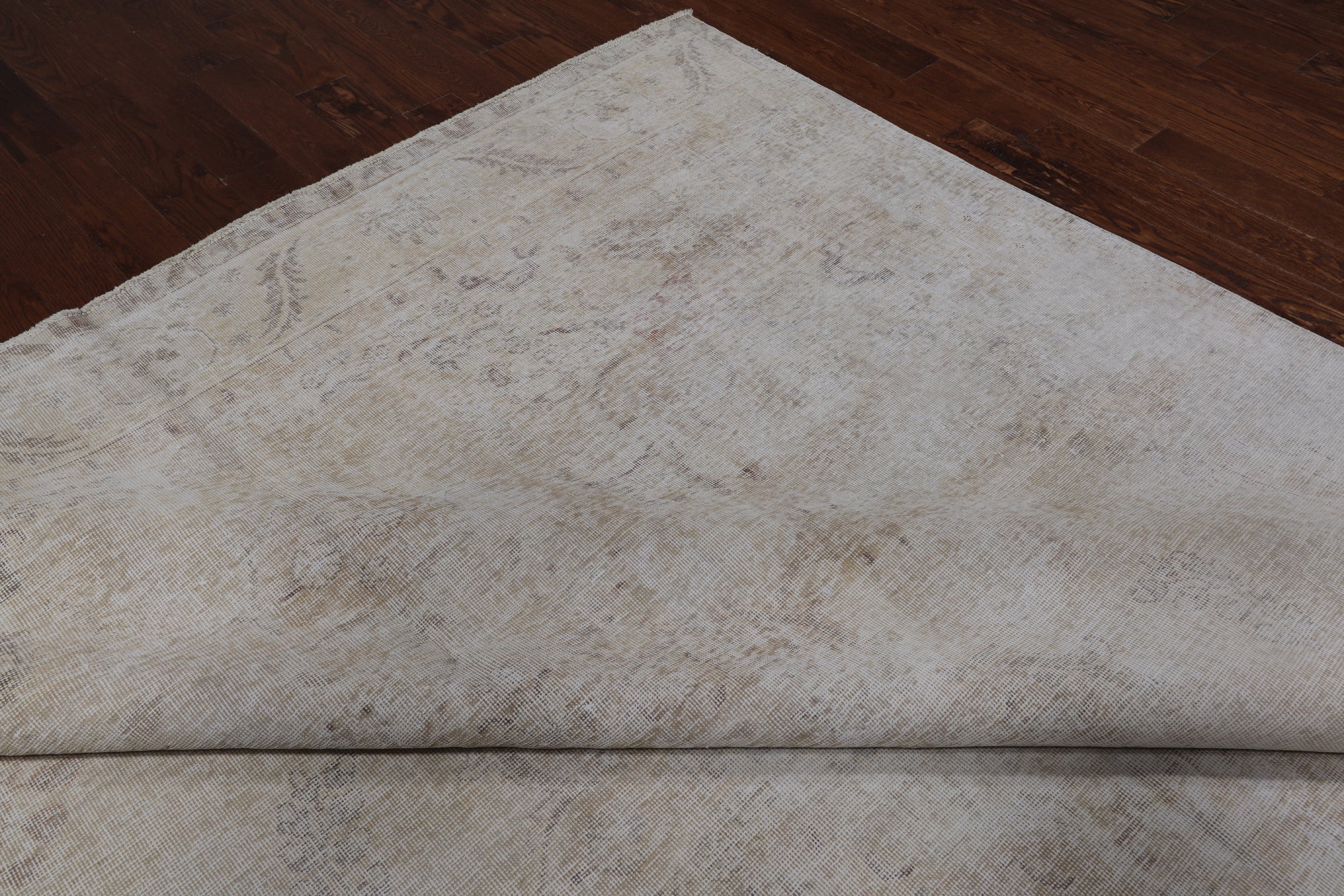 SUPER SALE Ivory Persian Vintage White Wash Hand Knotted Wool Rug - 9' 7" X 12' 6"