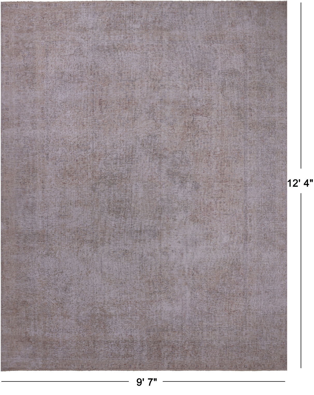 SUPER SALE Ivory Persian Vintage White Wash Handmade Wool Rug - 9' 7" X 12' 4"