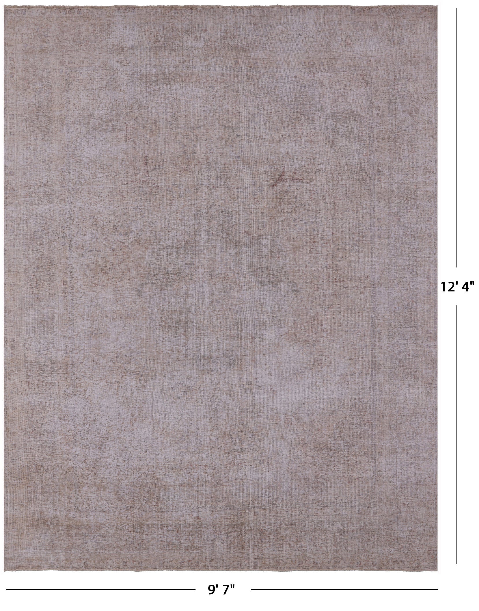 Ivory Persian Vintage White Wash Handmade Wool Rug - 9' 7" X 12' 4" - Golden Nile