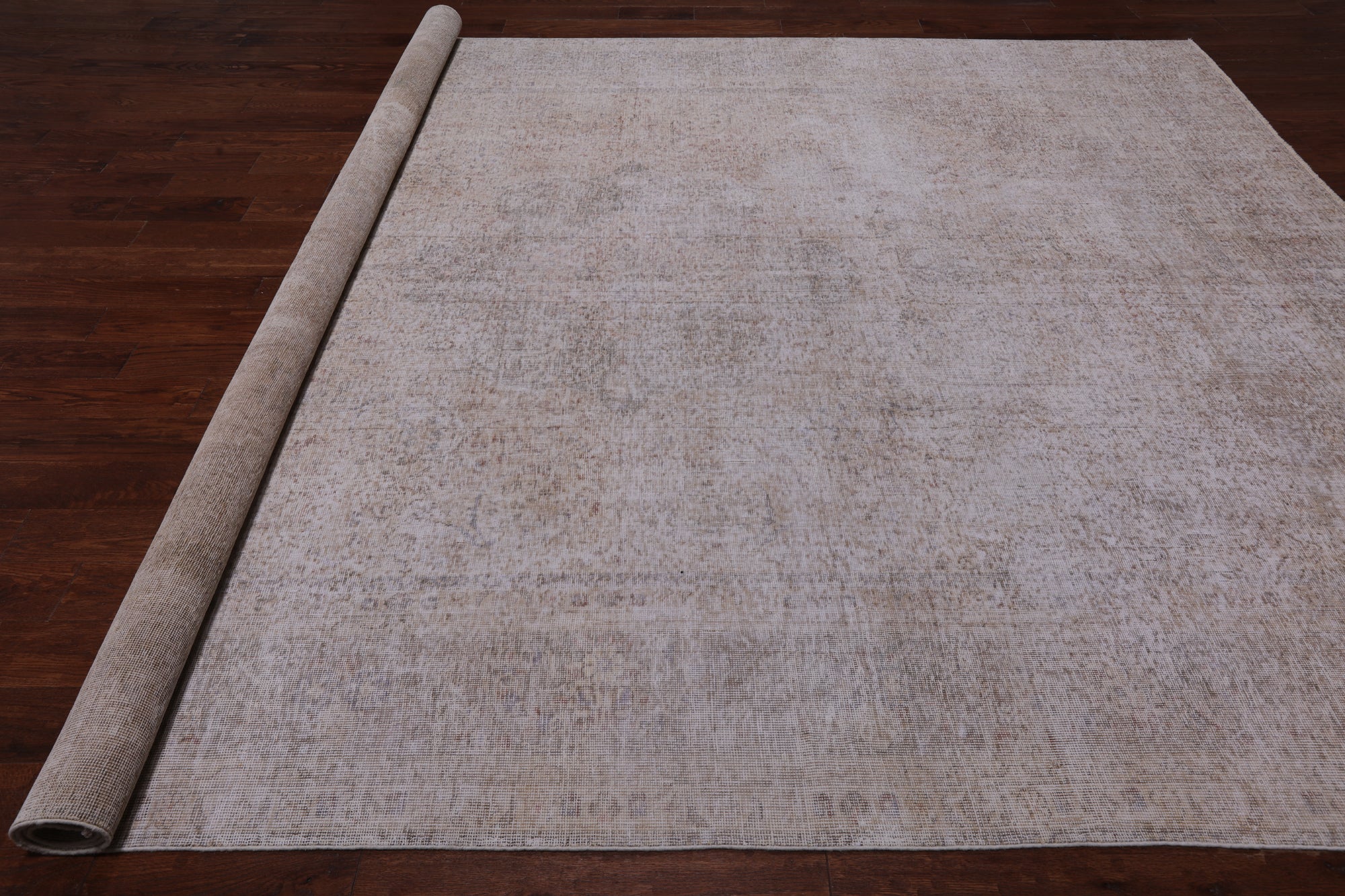 SUPER SALE Ivory Persian Vintage White Wash Handmade Wool Rug - 9' 7" X 12' 4"
