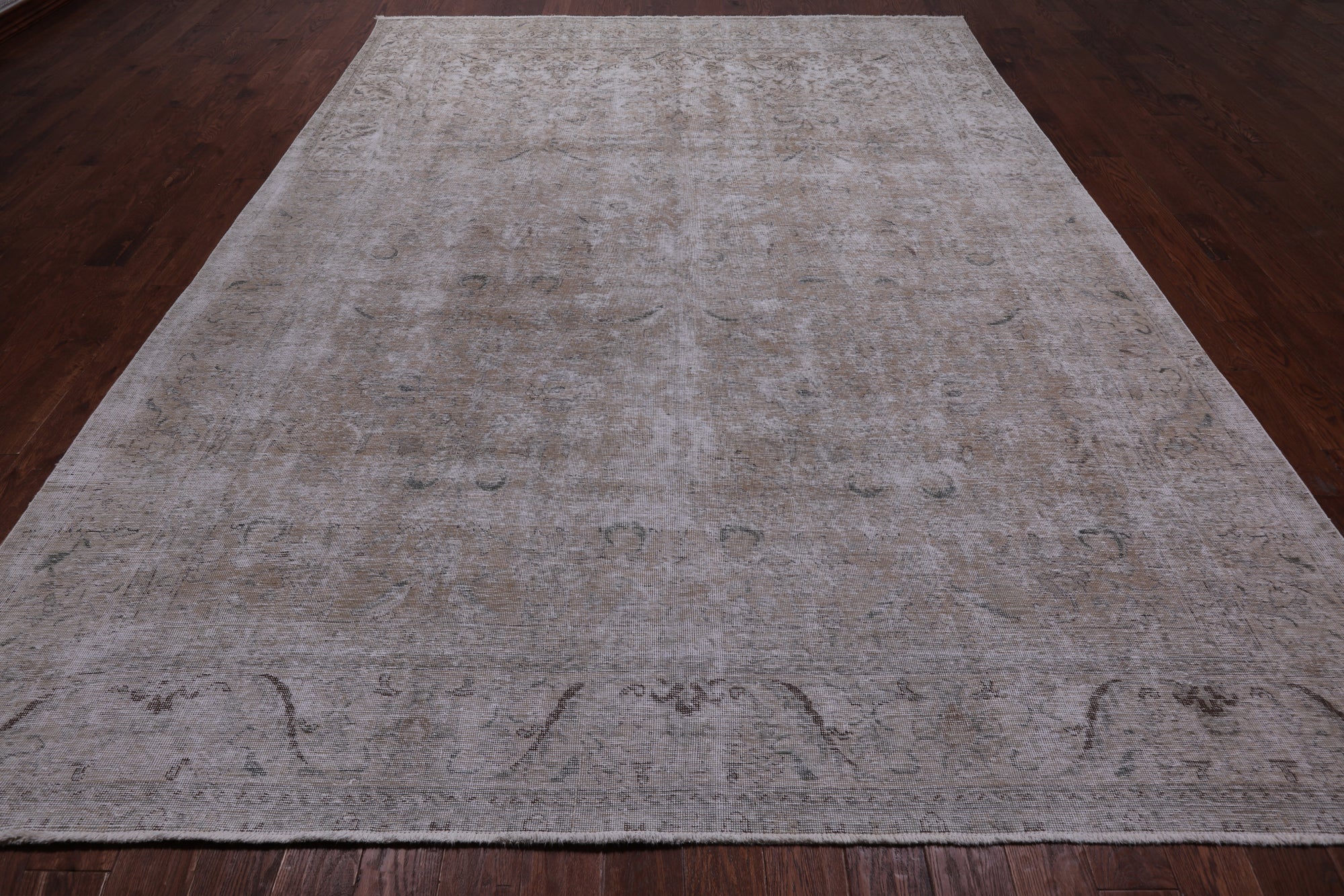 SUPER SALE Ivory Persian Vintage White Wash Hand Knotted Wool Rug - 9' 5" X 12' 4"