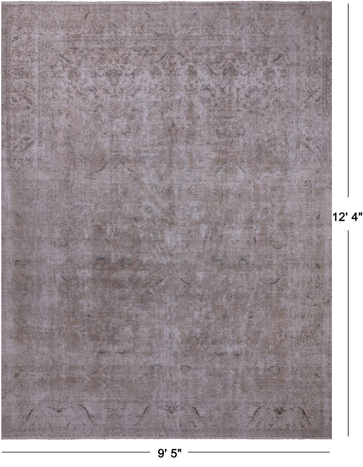 SUPER SALE Ivory Persian Vintage White Wash Hand Knotted Wool Rug - 9' 5" X 12' 4"