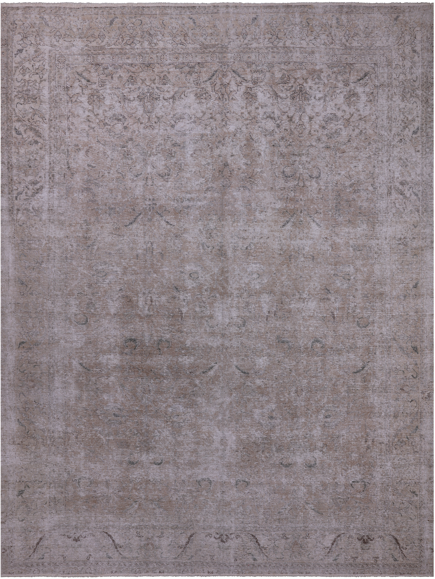 SUPER SALE Ivory Persian Vintage White Wash Hand Knotted Wool Rug - 9' 5" X 12' 4"