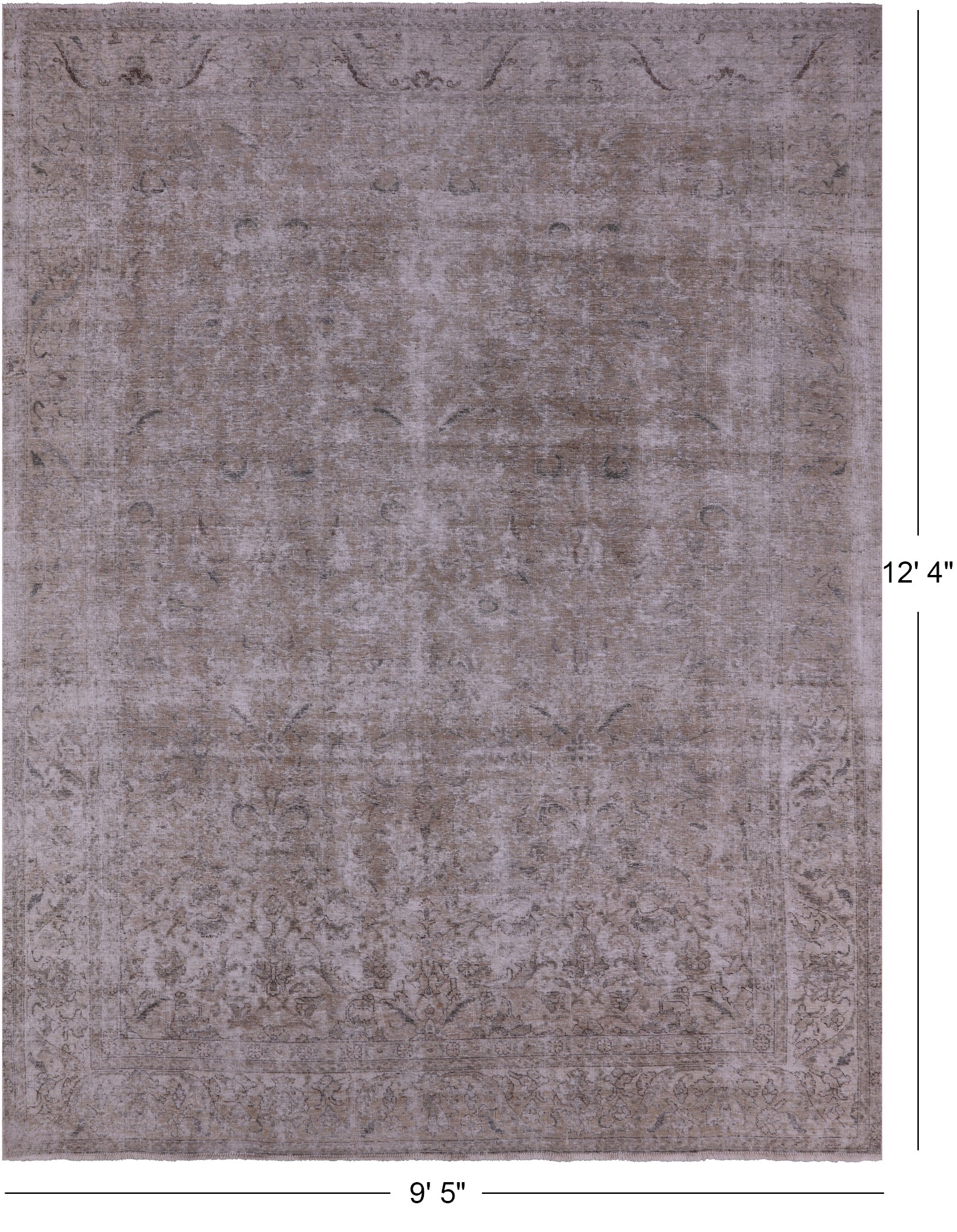 Ivory Persian Vintage White Wash Hand Knotted Wool Rug - 9' 5" X 12' 4" - Golden Nile