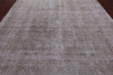 SUPER SALE Ivory Persian Vintage White Wash Hand Knotted Wool Rug - 9' 5" X 12' 4"