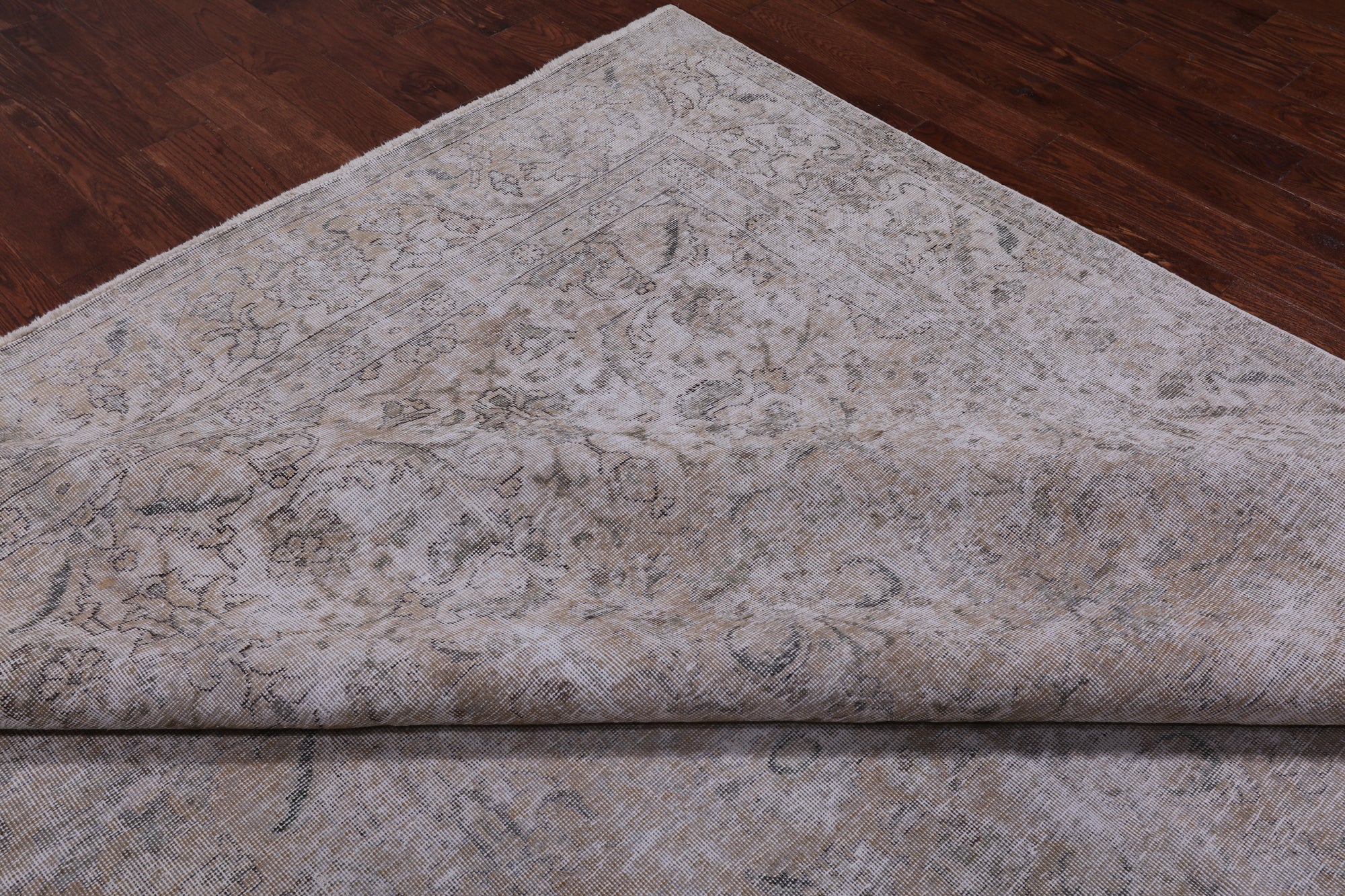 SUPER SALE Ivory Persian Vintage White Wash Hand Knotted Wool Rug - 9' 5" X 12' 4"