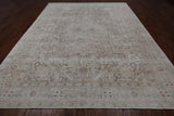 SUPER SALE Ivory Persian Vintage White Wash Handmade Wool Rug - 9' 6" X 12' 1"