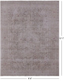 Ivory Persian Vintage White Wash Handmade Wool Rug - 9' 6" X 12' 1" - Golden Nile