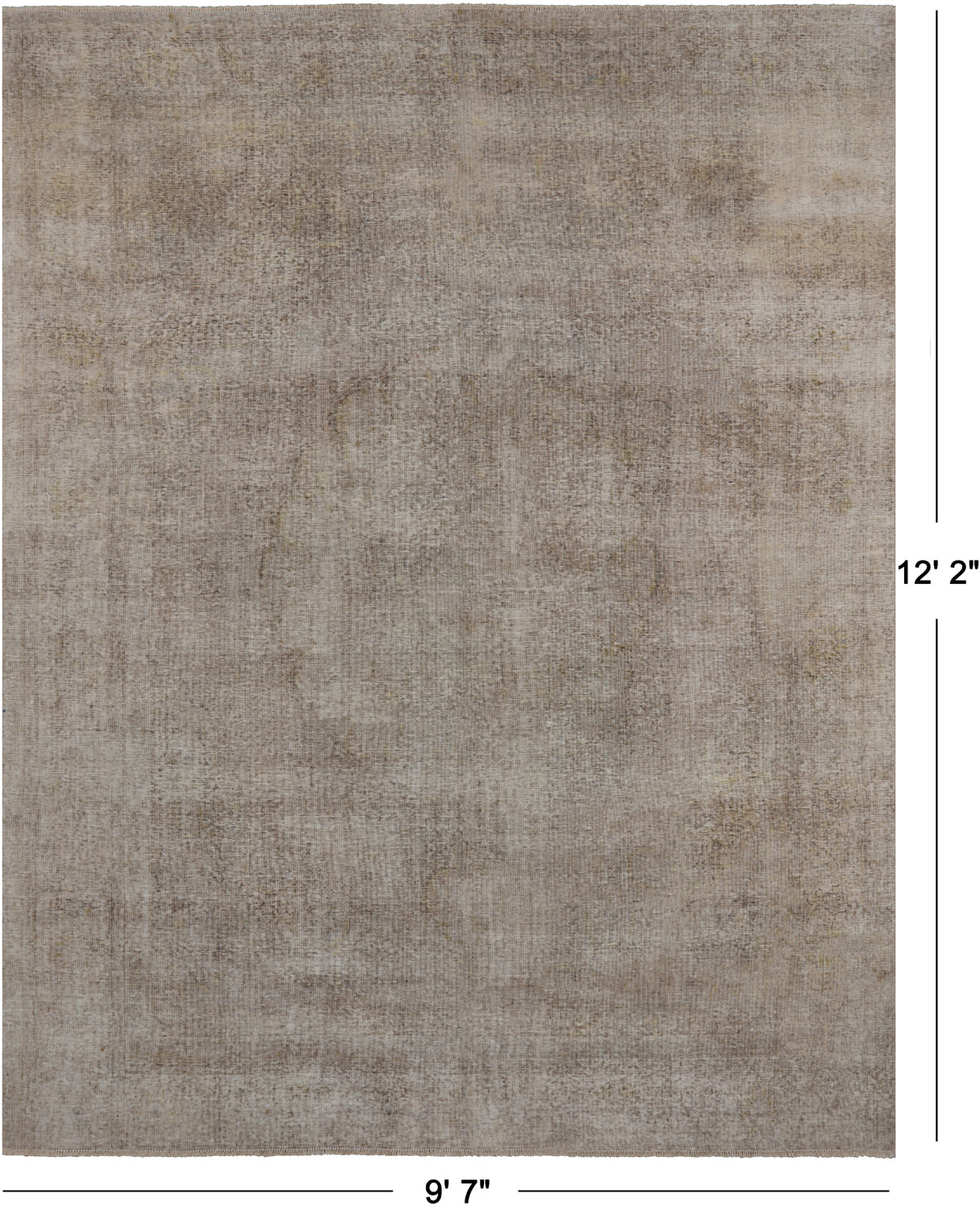 SUPER SALE Ivory Persian Vintage White Wash Hand Knotted Wool Rug - 9' 7" X 12' 2"