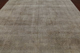 SUPER SALE Ivory Persian Vintage White Wash Hand Knotted Wool Rug - 9' 7" X 12' 2"