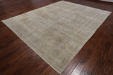 SUPER SALE Ivory Persian Vintage White Wash Hand Knotted Wool Rug - 9' 7" X 12' 2"