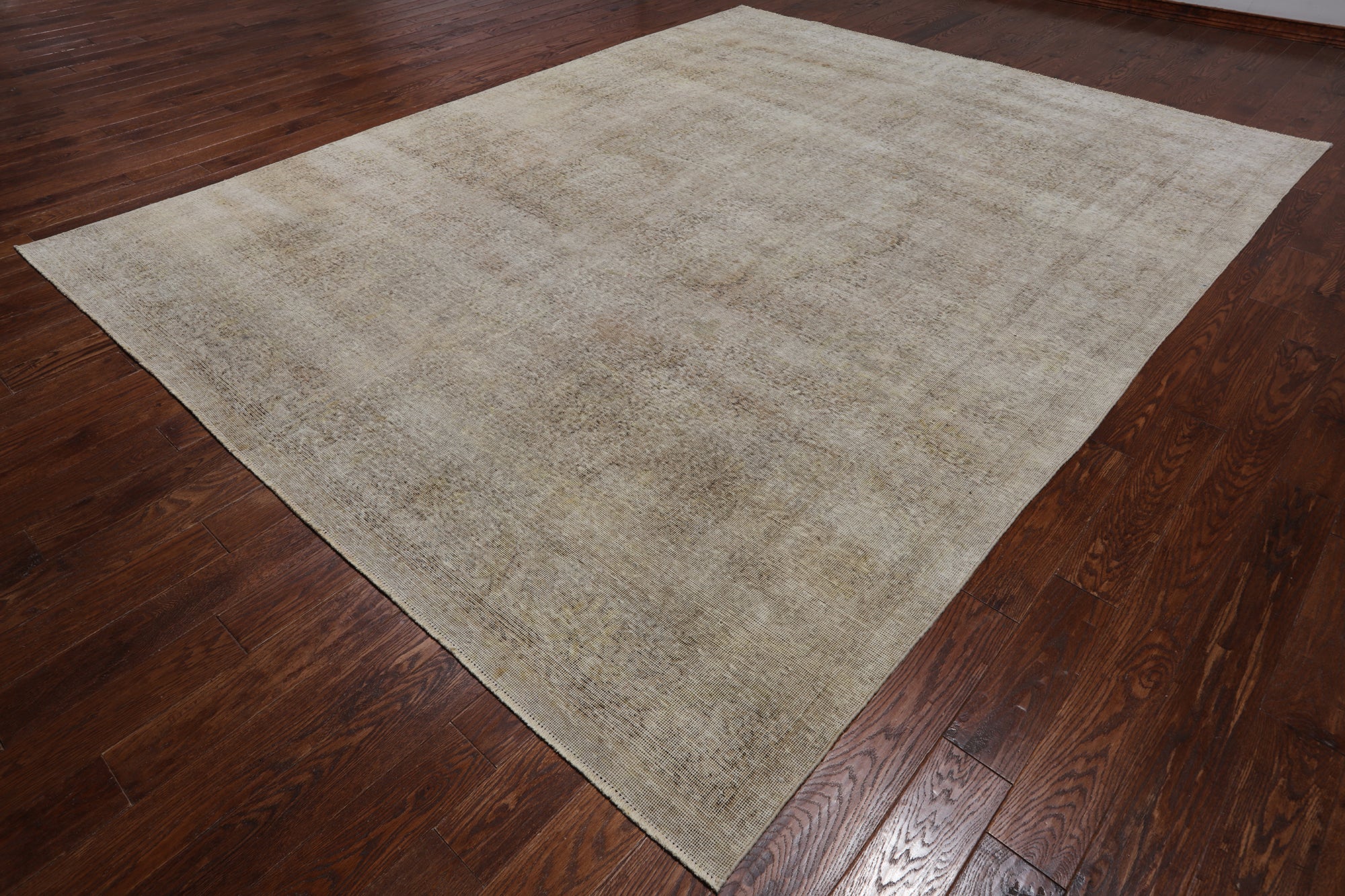 SUPER SALE Ivory Persian Vintage White Wash Hand Knotted Wool Rug - 9' 7" X 12' 2"
