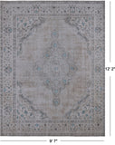 SUPER SALE Ivory Persian Vintage White Wash Hand Knotted Wool Rug - 9' 7" X 12' 2"
