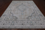 SUPER SALE Ivory Persian Vintage White Wash Hand Knotted Wool Rug - 9' 7" X 12' 2"