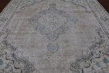 SUPER SALE Ivory Persian Vintage White Wash Hand Knotted Wool Rug - 9' 7" X 12' 2"