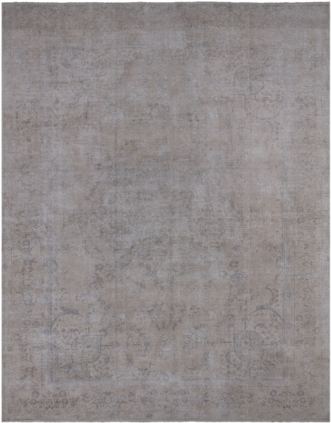 SUPER SALE Ivory Persian Vintage White Wash Hand Knotted Wool Rug - 9' 7" X 12' 3"