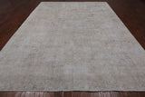 SUPER SALE Ivory Persian Vintage White Wash Hand Knotted Wool Rug - 9' 7" X 12' 3"