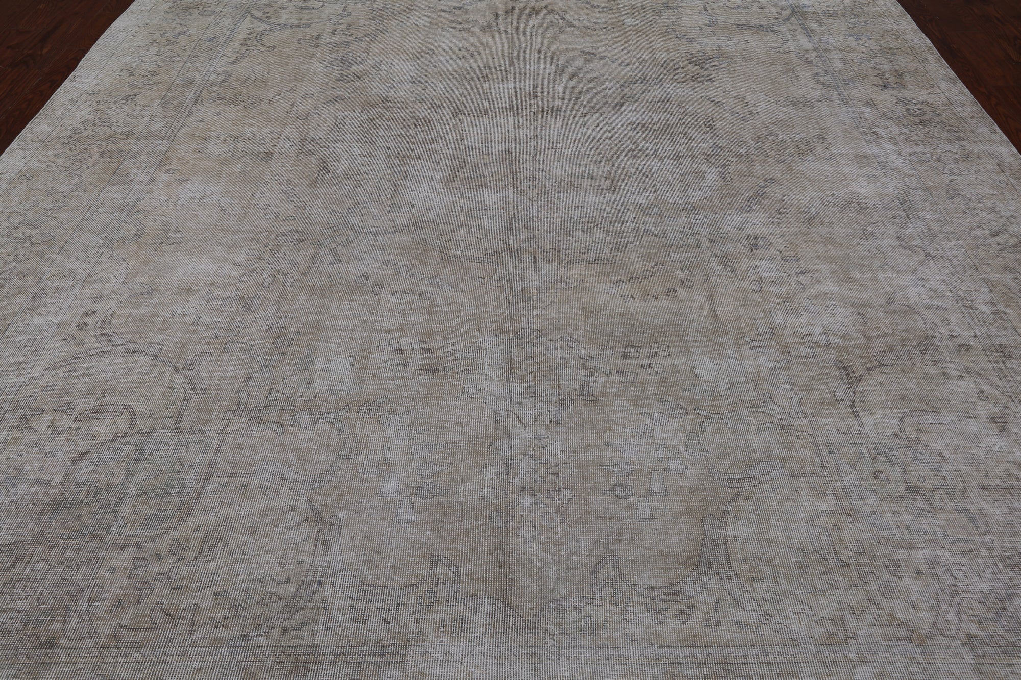 SUPER SALE Ivory Persian Vintage White Wash Hand Knotted Wool Rug - 9' 7" X 12' 3"