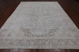 SUPER SALE Ivory Persian Vintage White Wash Hand Knotted Wool Rug - 9' 6" X 12' 1"
