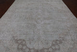 SUPER SALE Ivory Persian Vintage White Wash Hand Knotted Wool Rug - 9' 6" X 12' 1"