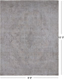 SUPER SALE Ivory Persian Vintage White Wash Hand Knotted Wool Rug - 9' 6" X 12' 3"