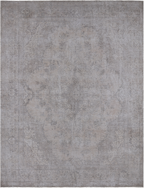SUPER SALE Ivory Persian Vintage White Wash Hand Knotted Wool Rug - 9' 6" X 12' 3"