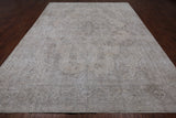 SUPER SALE Ivory Persian Vintage White Wash Hand Knotted Wool Rug - 9' 6" X 12' 3"