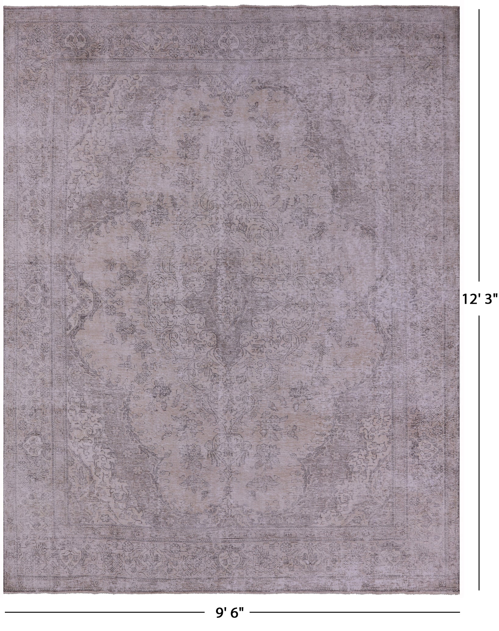 Ivory Persian Vintage White Wash Hand Knotted Wool Rug - 9' 6" X 12' 3" - Golden Nile