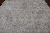 SUPER SALE Ivory Persian Vintage White Wash Hand Knotted Wool Rug - 9' 6" X 12' 3"