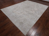 SUPER SALE Ivory Persian Vintage White Wash Hand Knotted Wool Rug - 9' 6" X 12' 3"