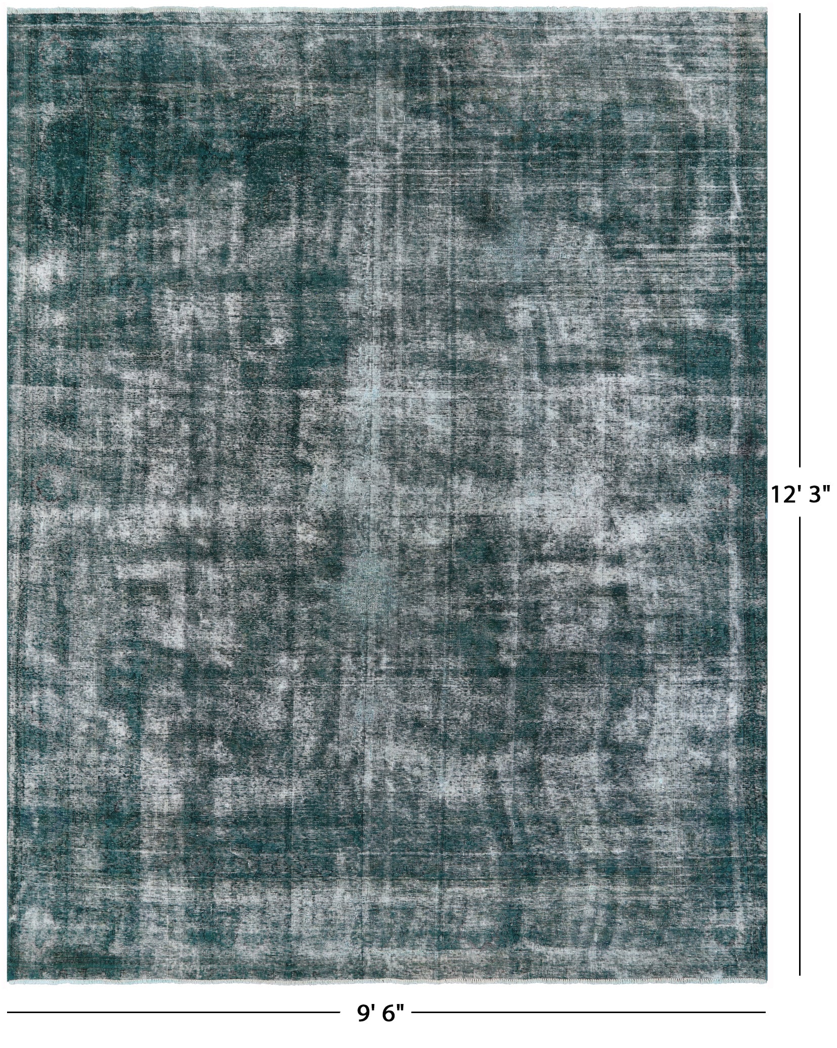 Green Persian Overdyed Handmade Wool Rug - 9' 6" X 12' 3" - Golden Nile