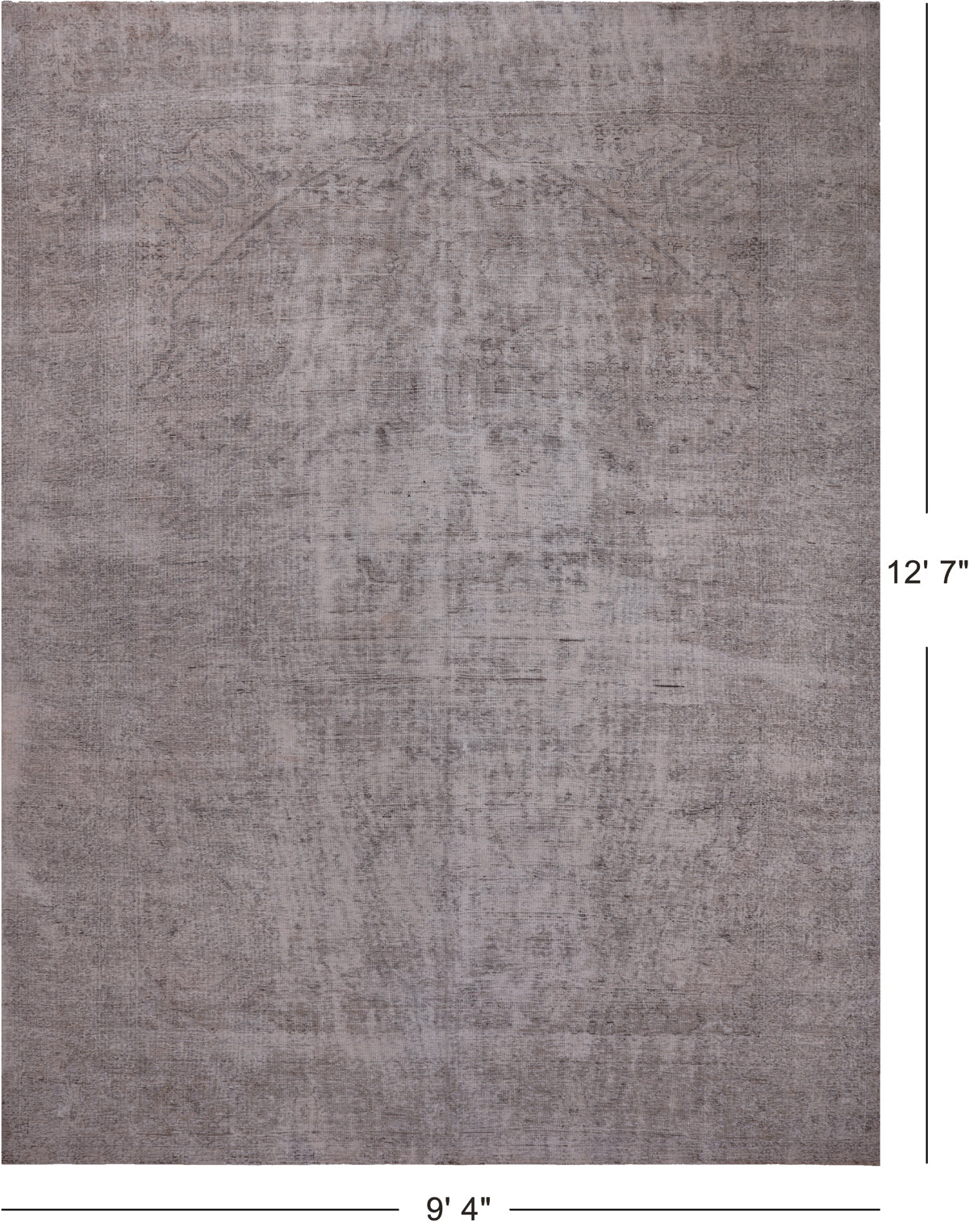 SUPER SALE Persian Vintage White Wash Hand Knotted Wool Rug - 9' 4" X 12' 7"