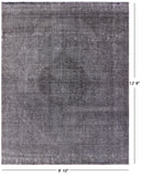 Grey Persian Overdyed Hand Knotted Wool Rug - 9' 10" X 12' 8" - Golden Nile