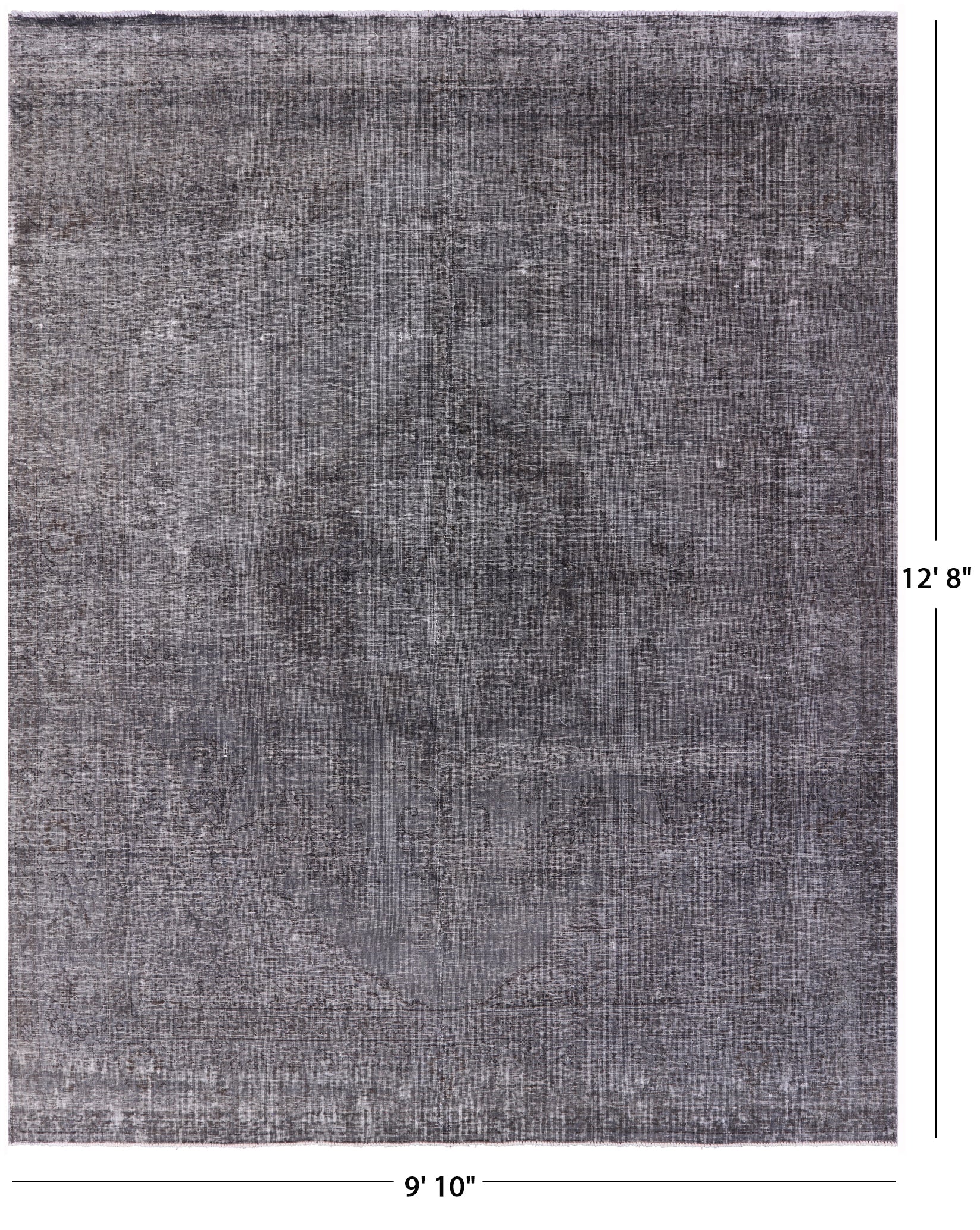 Grey Persian Overdyed Hand Knotted Wool Rug - 9' 10" X 12' 8" - Golden Nile