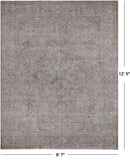 SUPER SALE Ivory Persian Vintage White Wash Hand Knotted Wool Rug - 9' 7" X 12' 5"
