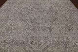 SUPER SALE Ivory Persian Vintage White Wash Hand Knotted Wool Rug - 9' 7" X 12' 5"