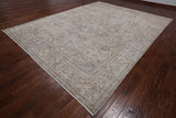 SUPER SALE Ivory Persian Vintage White Wash Hand Knotted Wool Rug - 9' 7" X 12' 5"