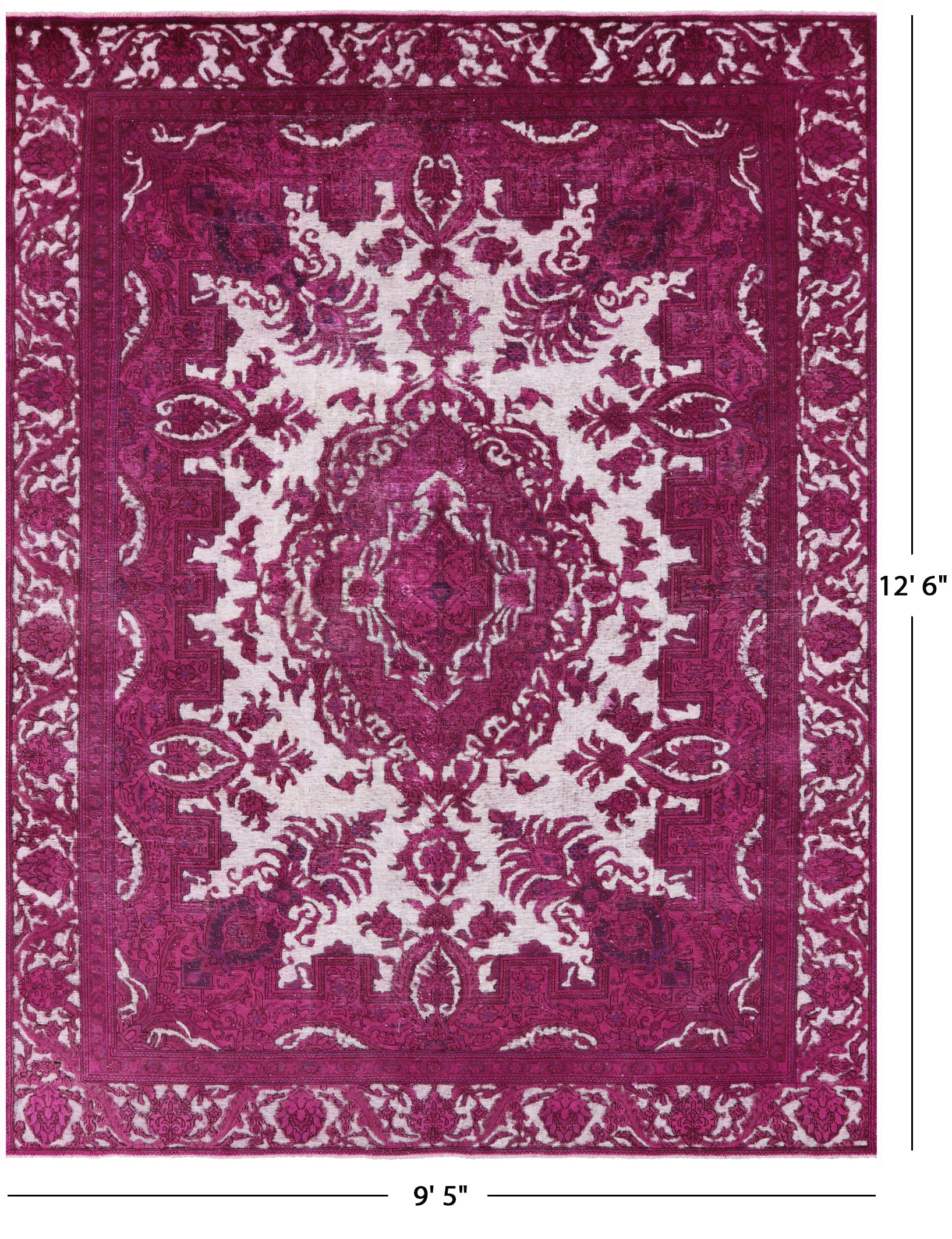 Pink Persian Overdyed Hand Knotted Wool Rug - 9' 5" X 12' 6" - Golden Nile