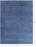 Blue Persian Overdyed Hand Knotted Wool Rug - 9' 2" X 12' 3" - Golden Nile