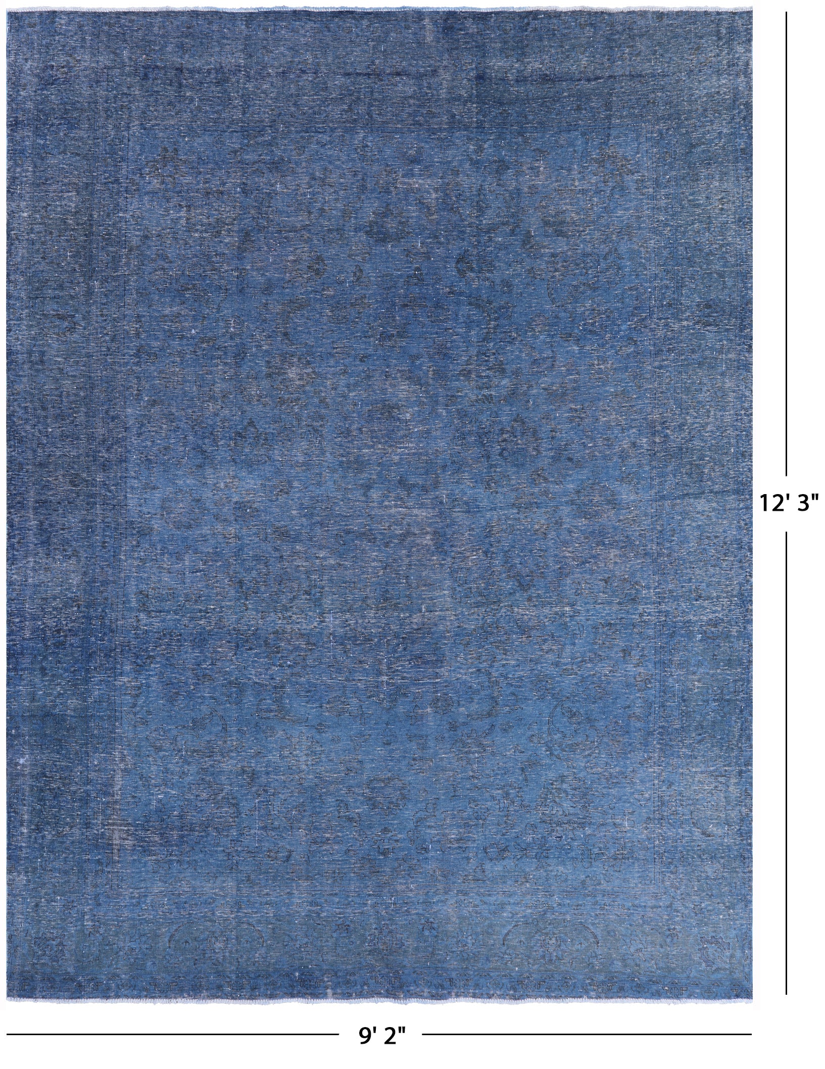 Blue Persian Overdyed Hand Knotted Wool Rug - 9' 2" X 12' 3" - Golden Nile