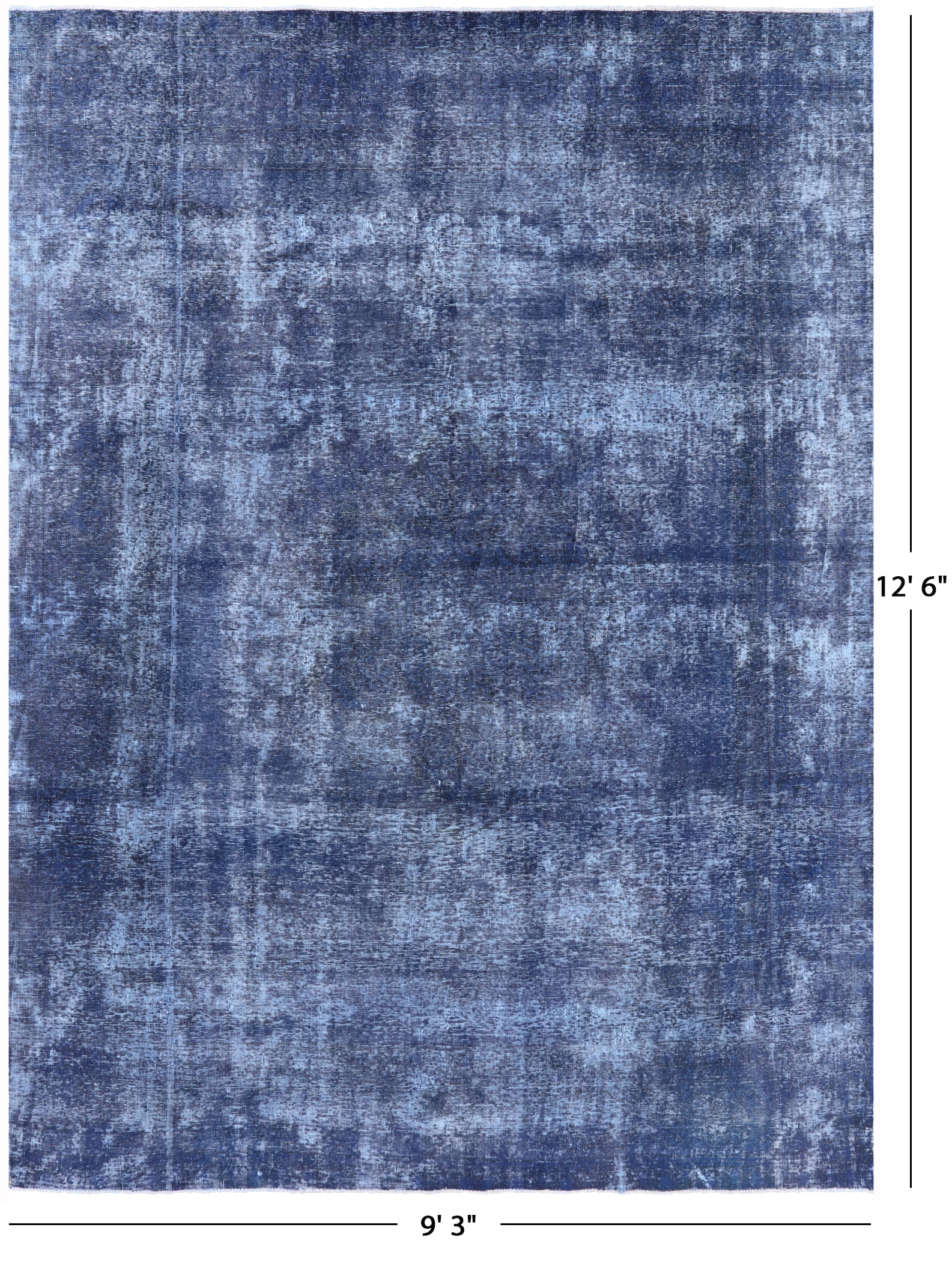 Blue Persian Overdyed Hand Knotted Wool Rug - 9' 3" X 12' 6" - Golden Nile