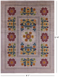 Ivory William Morris Wool & Silk Area Rug - 9' 1" X 12' 4" - Golden Nile