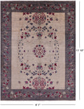 Ivory William Morris Hand Knotted Wool Rug - 9' 1" X 11' 10" - Golden Nile