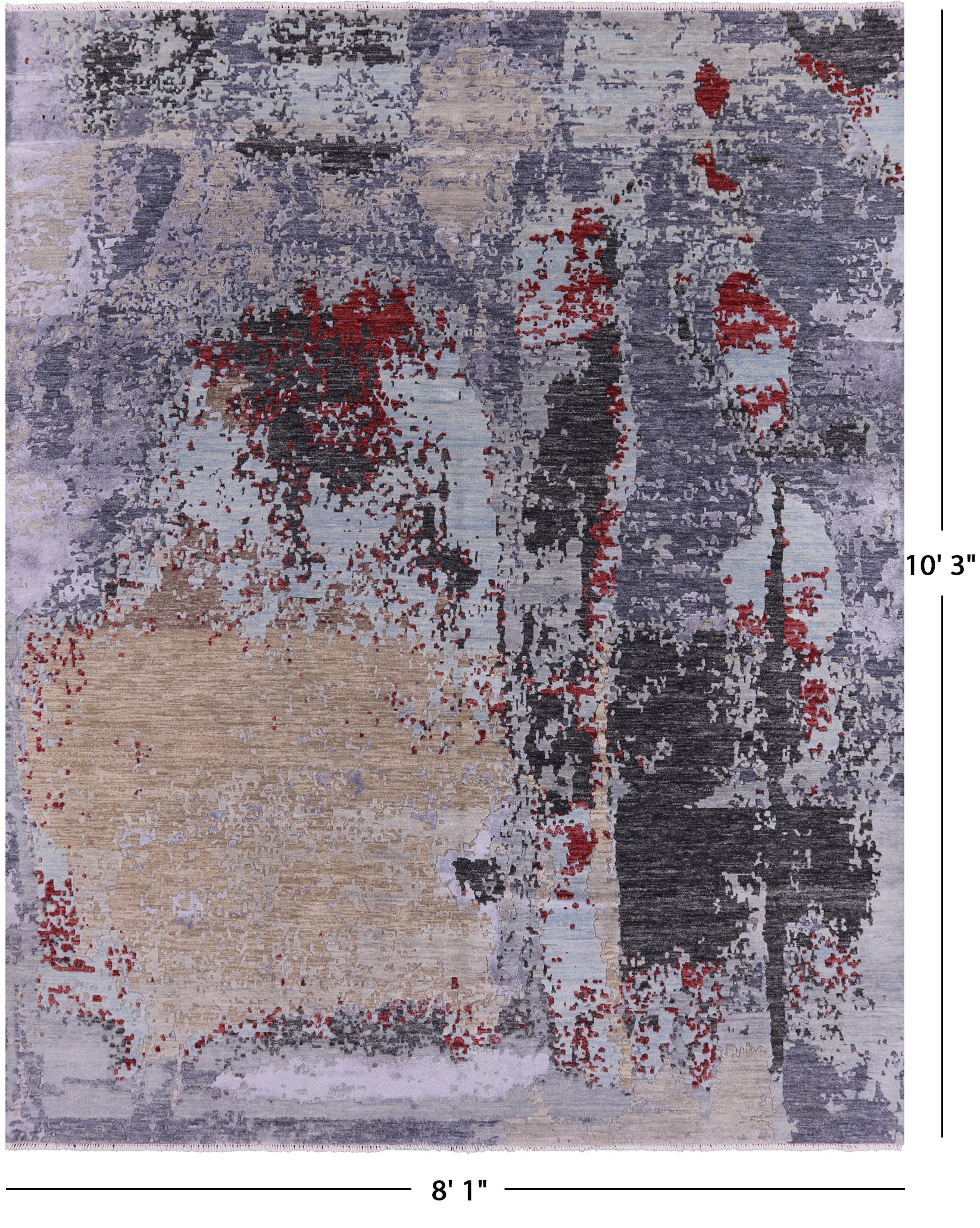 Contemporary Handmade Wool & Silk Rug - 8' 1" X 10' 3" - Golden Nile