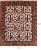 Ivory Fine Serapi Handmade Wool Rug - 12' 1" X 14' 10" - Golden Nile