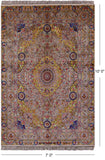 High End Persian Hand Knotted 100 % Silk Rug - 7' 0" X 10' 0" - Golden Nile