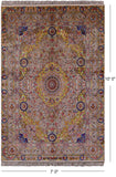 High End Persian Hand Knotted 100 % Silk Rug - 7' 0" X 10' 0" - Golden Nile